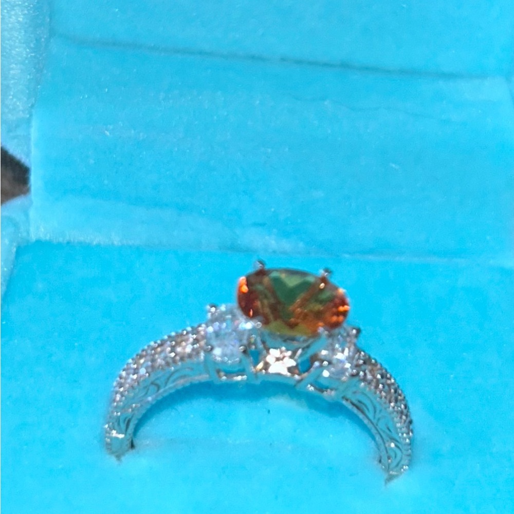 10Kt/Sterling Silver Ring with Cotrine Gemstone - Picture 3 of 7